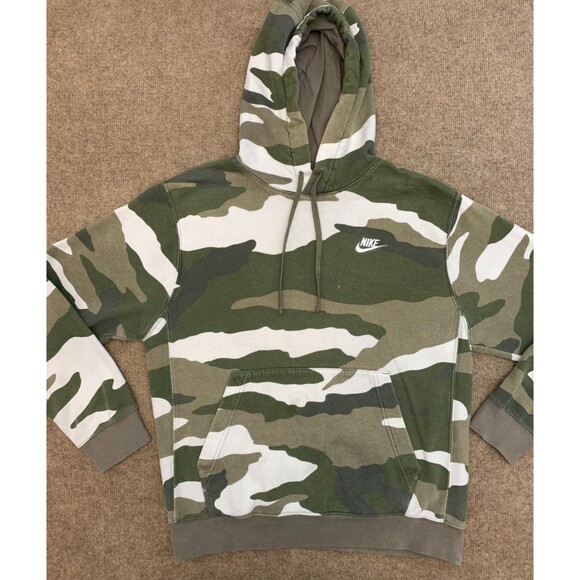 Nike Hoodie Mens S NSW Camo Club Long Sleeve Fleece Lived In Faded Pullover - Picture 1 of 8